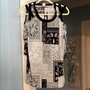 Sew In Love Black and Gray Paisley Blouse